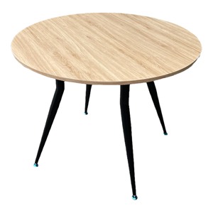 100cm Round Plywood <b>Dining</b> <b>Table</b> Set with Tapered Iron Legs Stable and Assembled for Home <b>Bar</b> Office or Daily Use-BA68089 - Product Image 1