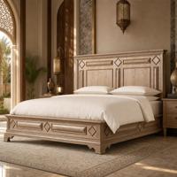 Lit convertible sur mesure, écologique, design, en chêne massif, style marocain, avec base plateforme basse, pour villa privée de luxe