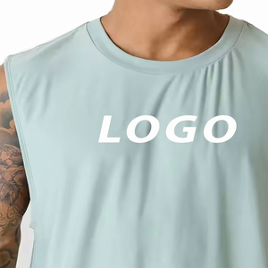 Camiseta sin mangas ligera para hombre al por mayor, chaleco de gimnasio con tirantes personalizado para entrenamiento de culturismo, ropa deportiva popular con diseño rasgado - Product Image 5