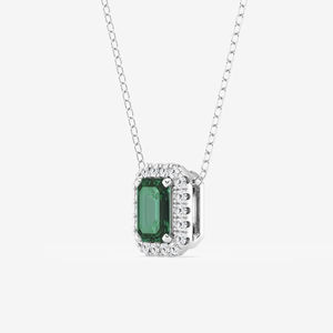 Style Vintage Vert Émeraude Diamant Halo Pendentif Belle Moissanite Bijoux pour les Fêtes Cadeaux À La Mode Émeraude Coupe Diamant - Product Image 3