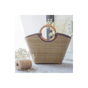 Bolso de Mano de Mimbre de Ratán Clásico Único de Alta Calidad con Asa y Color Personalizados, Forma Redonda para Mujer, Artesanía, Origen Vietnam - Product Image 1