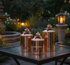 Hand-Hammered Eco-Friendly Europe Style <b>Stainless</b> <b>Steel</b> Rose Gold <b>Food</b> Storage <b>Containers</b> with Unique Pumpkin Lid - Product Image 4