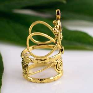 Latest Design Boho <b>Crown</b> <b>Ring</b> Gemstone Brass <b>Ring</b> for Women 18k Gold Plated Tribal Swirl Armor <b>Ring</b> for Wholesale/OEM/ODM - Product Image 2