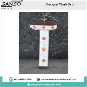 Venta al por mayor de lujo de cerámica de lavado a mano del lavabo Pedestal de calidad superior para el baño de lujo de diseño de lujo de forma ovalada de calidad superior - Product Image 2