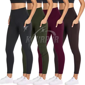 Leggings de sport et de yoga pour femmes, taille mi-haute, respirants, pleine longueur, en polyester doux, avec poche, pour la gym et le fitness, personnalisables en gros - Product Image 4