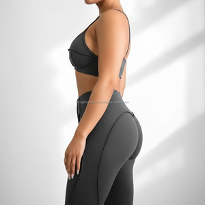 Conjunto de Yoga de 2 Piezas Personalizado OEM para Mujer, Sujetador Deportivo con Tirantes Finos y Leggings de Cintura Alta con Ribete en Contraste, Ropa Deportiva para Gimnasio - Product Image 4