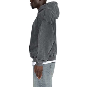 Custom <b>Drop</b> Shoulder Hoodie Men Heavyweight 100% Cotton <b>Acid</b> Washed Vintage Style Solid High Quality Men's Hoodies & Sweatshirts - Product Image 4