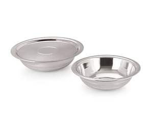 Bol de rangement et de service classique en acier inoxydable, compatible lave-vaisselle, avec couvercle - Product Image 1