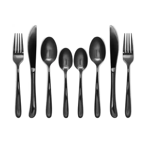 Ensemble de couverts en acier inoxydable nouveau design fournisseur de gros ensemble de couverts de mariage en acier inoxydable 4 pièces noir mat - Product Image 2