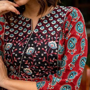 Kurze Kurti-Top Western für Damen Mädchen Baumwollstickerei Arbeit gedruckt neuestes Muster Tunika Oberteile Exportqualität in Indien 2024 - Product Image 4
