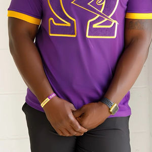 เสื้อยืดโอเมก้า บรูซ สีม่วง ผ้าเชนิลล์ แบรนด์ Greek Life Apparel เสื้อผ้าสโมสรนักศึกษาแบบสั่งทำ เสื้อผ้าฝ้าย ปักลายเชนิลล์ ขายส่ง - Product Image 6