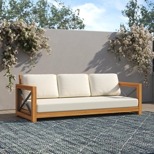 Sofá de jardín de gama alta 3 plazas Estilo moderno Patio Sala de estar Sofá al aire libre Tela impermeable Asientos profundos - Product Image 3