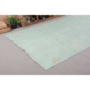 Vintage 5.7 X 10.4ft vert turc tapis fait à la main grande surface Polyester laine rectangulaire abstrait Patchwork Design Latex couloir - Product Image 5