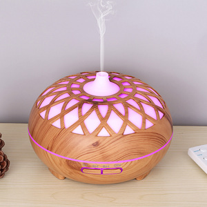 500ml Wood Grain Ultrasonic Aroma Diffuser with 7 Color LED <b>Light</b> Remote Control <b>Timer</b> for Home - Product Image 2