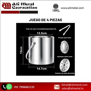 Industry Trending Modern Best Selling Stainless Steel Double Walled Ice <b>Bucket</b> With Tongs for Chilling <b>Champagne</b> & Wine Bottle - Product Image 6