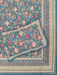 Sábana de Algodón Estampada a Mano para Cama Doble, para el Hogar, Hoteles y Fines Especiales - Product Image 1