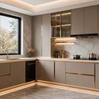 Meubles de cuisine modernes en L sur mesure, ensembles de meubles de cuisine intégrés, designs de rangement en forme de L pour cuisines