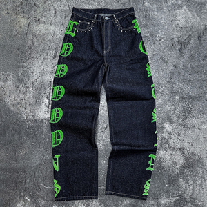Pantalones vaqueros apilados para hombre, ropa informal estilo Hip Hop de algodón pesado, personalizados de fabricante - Product Image 3