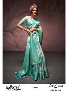Saree imprimé floral en soie georgette de créateur dernier cri pour le festival de fête des femmes de haute qualité par Fab Zone - Product Image 2