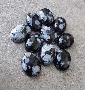 Pendientes colgantes de obsidiana de copo de nieve Natural superventas corte ovalado 10x14mm calibrado suave Fabricación de piedras preciosas sueltas - Product Image 6