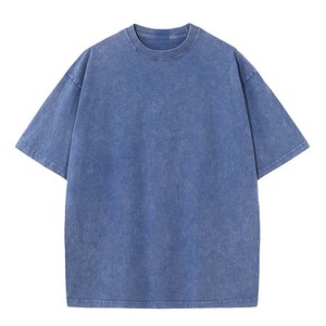 100% algodón lavado ácido camiseta de gran tamaño liso cuello redondo deporte al aire libre camisetas de manga corta - Product Image 1