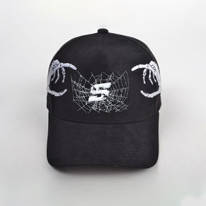 Gorra deportiva de fabricante con logotipo bordado gorra Gorras gamuza 5 paneles gorra de béisbol negra personalizada - Product Image 1