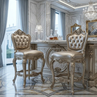 OE-FASHION Ensemble complet de mobilier de chambre principale pour villa, lit king-size personnalisé style Rococo, en cuir capitonné perlé, couleur argent champagne, FF&E