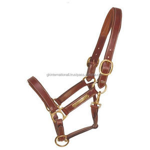 Licou de cheval rembourré en cuir noir ou marron entièrement réglable, licou durable à double couture avec plaque de gravure logo - Product Image 4