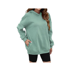 Sweat à capuche surdimensionné pour femme French Terry High Streetwear Pull uni épais à épaules tombantes - Product Image 5