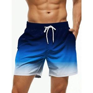 Bañador de verano para hombre, pantalones cortos de playa con cordón de bloque de Color degradado con cintura elástica, ropa de calle transpirable con estampado 3D - Product Image 3