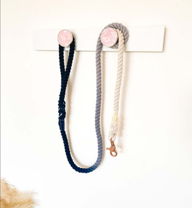 Grey - Rope Dog Lead / Leash / Rose Gold Clip / 152cm Long / Braided Fibre <b>Shower</b> Colored Cotton Rope Handmade Dog Leash - Product Image 2
