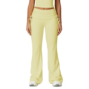 กางเกงโยคะปลายบานเอวสูงสำหรับผู้หญิงกางเกงเลกกิ้งสไตล์เรเซอร์แบ็คผ้ายืดทรงสลิมฟิต - Product Image 1