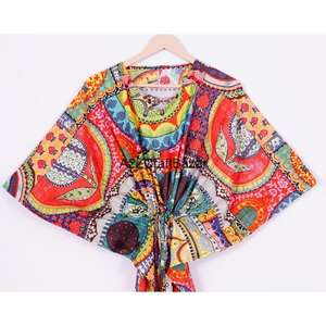 Nouvelle Arrivée Robe Kaftan Midi en Coton pour Femme, Tenue de Plage, Vêtement de Nuit Indien d'Été, Lavable, Taille Naturelle - Product Image 2