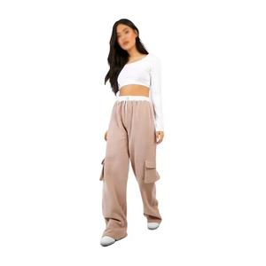 Vente chaude 2025 arrivée femmes respirant coupe ample multi-poches pantalon à vendre femmes pantalon avec taille élastique - Product Image 1