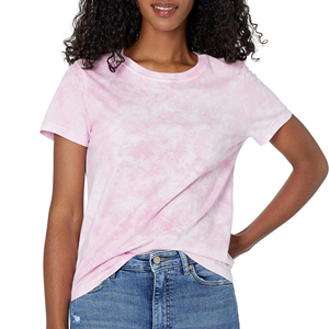 Camiseta de Manga Corta para Mujer, Tejida, con Estampado Digital Transpirable y Ecológico, Diseño Tie-Dye Sólido, 100% Algodón, Estilo Casual - Product Image 4