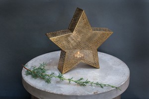 Photophore en métal étoile dorée de luxe pour le prix de décoration de restaurant de mariage à la maison de Noël - Product Image 4