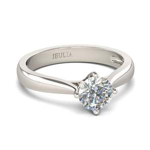 Jeulia Classic <b>Solitaire</b> Round Cut Moissanite <b>Ring</b> in Sterling <b>Silver</b> - Product Image 2