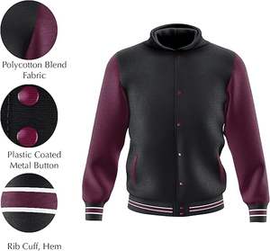 Vente en gros de vestes universitaires en toile personnalisées veste Letterman à col montant pour hommes et femmes personnalisées avec des lettres - Product Image 6