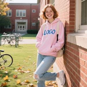 Sin MOQ personalizado bordado y con cuentas Logo otoño Sudadera con capucha 100% algodón servicio de muestra listo para enviar - Product Image 1