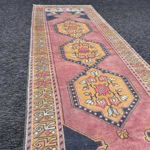 0.3x9.7 ft Vintage Rug, <b>Runner</b> Turkish Rug, <b>Red</b> Ombr Rug - Product Image 5
