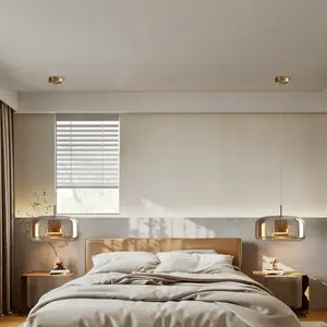 Lustre suspendu minimaliste moderne en fer et verre, finition noir et or, éclairage intérieur LED 3 couleurs - Product Image 2