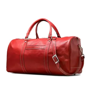 High Quality Solid Color Customized Leather Material Travel Bags / Waterproof Sports Leather Luggage Bags