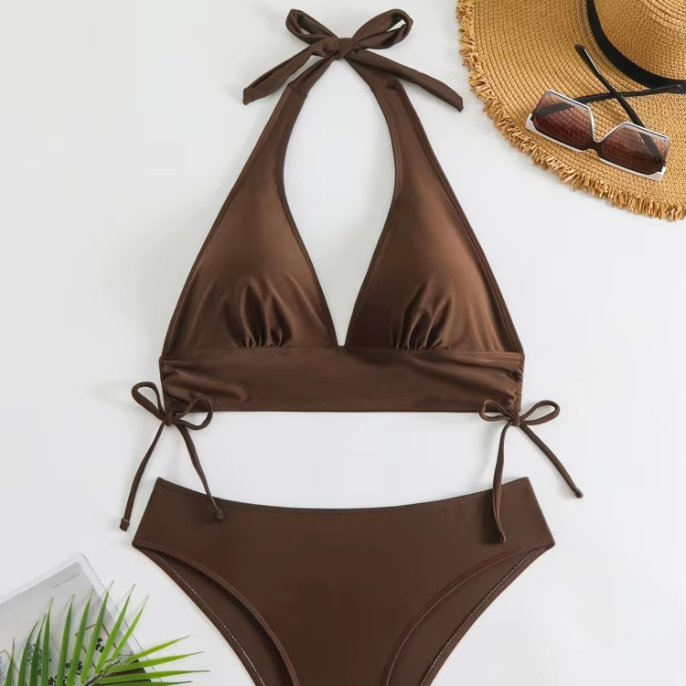 Sexy Blue Thong Bikini High-Waist Strappy Swimwear