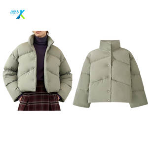 Blouson court pour femme, veste d'hiver courte, fermeture éclair sur le devant, veste matelassée légère, capuche, vêtement d'extérieur chaud et confortable, rembourrage en coton - Product Image 5