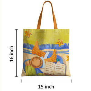 Bohemian Style Canvas Tote <b>Bag</b> with Zipper Closure Lightweight & Versatile Customizable Size Multi-Use for Daily Shopping Travel - Product Image 6