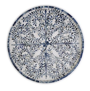 Plateau de service en incrustation d'os au design unique Plateau de service de petit-déjeuner de style marocain pour la maison Hôtel Décoration de table Plateau de service en incrustation d'os - Product Image 1