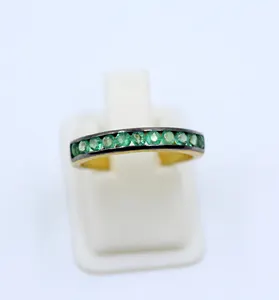 Sang trọng tự nhiên Emerald đá quý Nhẫn cưới engagement Rings đối với phụ nữ trang sức vòng Nhà cung cấp