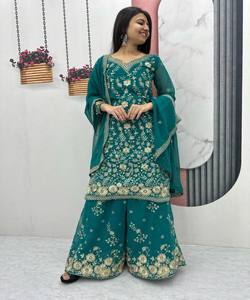 Ensemble deux pièces personnalisé Kurta/Kurti en rayonne à manches longues fournisseur de gros vêtements décontractés en ligne élégants et sexy à la mode pour femmes - Product Image 2