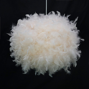 Lámpara colgante de pie para dormitorio, parasol redondo de plumas, naranja y rosa, personalizado - Product Image 2