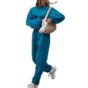 <b>Women's</b> Tracksuit Cotton <b>Fleece</b> Two Piece <b>Jogger</b> Sweatpants Set Plain Thick Unisex 2 Piece Sweatsuit Hoodies Set for <b>Women</b> - Product Image 4